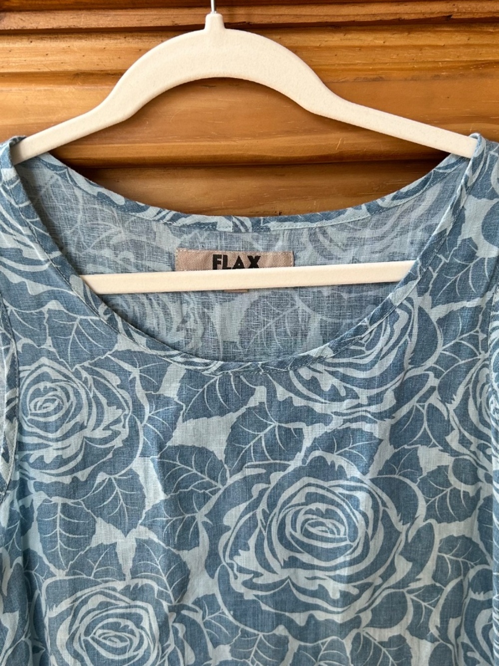 Flax Tank Top Blue Floral Linen Sleeveless Women's Small - Picture 2 of 6